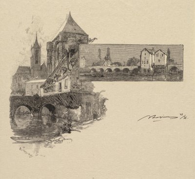 Fontainebleaun metsä: Moret, puutehdas tekijältä Auguste Louis Lepère