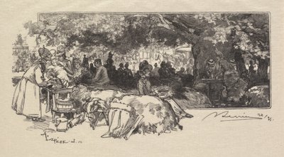 Fontainebleaun metsä: Äiti Pichardin ruokala La Forêt de Fontainebleau..., 1890. tekijältä Auguste Louis Lepère