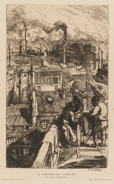 Gazette des Beaux-Arts: Gobelins Quarter, 1889. tekijältä Auguste Louis Lepère