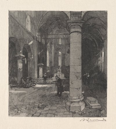 Kirkon sisätilat. tekijältä Auguste Louis Lepère