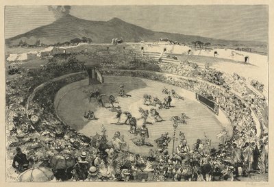 Italia. Pompejin festivaali, Gladiaattorien sirkus, 1884. tekijältä Auguste Louis Lepère