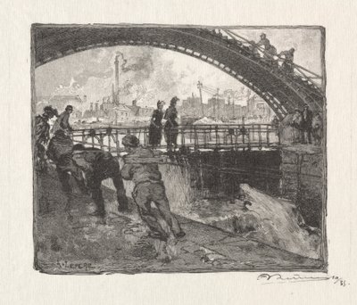 Canal St. Martinin sulku tekijältä Auguste Louis Lepère
