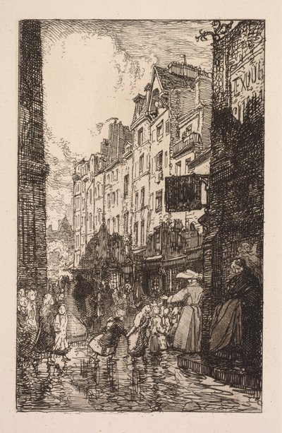 La Biévre, Les Gobelins, Saint-Séverin: Saint-Séverinin alue: Rue des Prêtres Saint-Séverin, tekijältä Auguste Louis Lepère