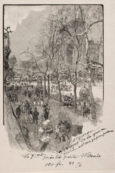 Boulevards, lähellä Porte St. Denis. tekijältä Auguste Louis Lepère