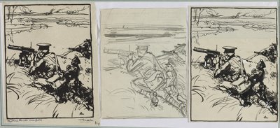 Englantilaiset konekiväärit, 1914. tekijältä Auguste Louis Lepère