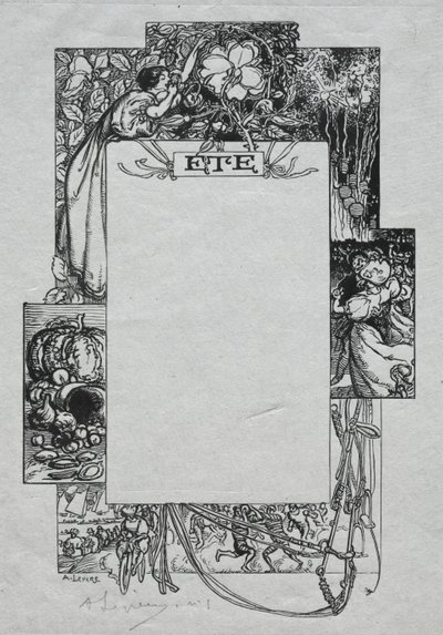 Pariisin almanakka, 1897: Koristeellinen reunus, kesä, 1897. tekijältä Auguste Louis Lepère