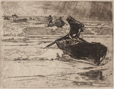Kalastajat pakenevat ennen myrskyä, 1892. tekijältä Auguste Louis Lepère