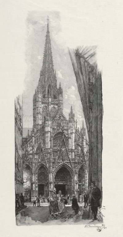 Kuvitettu Rouen: Saint Maclonin kirkko tekijältä Auguste Louis Lepère