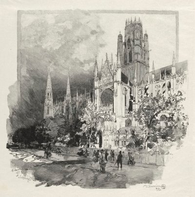 Kuvitettu Rouen: Saint Ouenin kirkko, 1896. tekijältä Auguste Louis Lepère