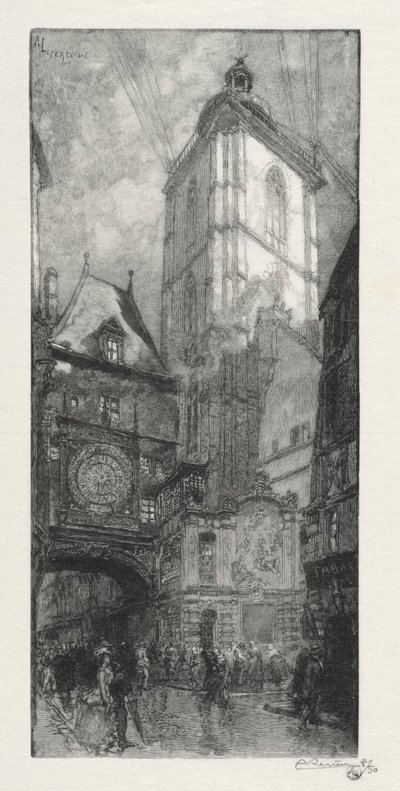 Kuvitettu Rouen: Suuri kello, 1888. tekijältä Auguste Louis Lepère