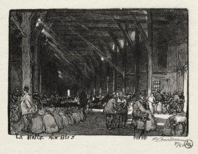 Kuvitettu Rouen: Halle aux Blès, 1896. tekijältä Auguste Louis Lepère