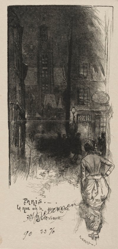Rue de la Montagne, St. Genevieve tekijältä Auguste Louis Lepère