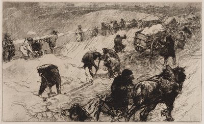 Lumipallotaistelu: Quai aux Fleurs, 1890. tekijältä Auguste Louis Lepère