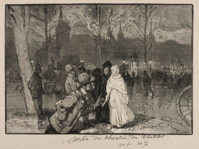 Poistuminen Chatelet-teatterista tekijältä Auguste Louis Lepère