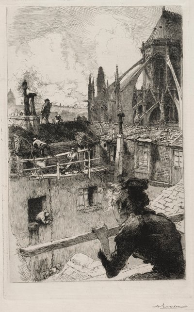 Katoilla lähellä Notre Damea, 1893. tekijältä Auguste Louis Lepère
