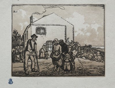 Kerjäläiset viimeisessä talossa, 1905. tekijältä Auguste Louis Lepère