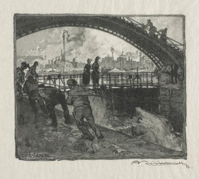 St. Martinin kanavan sulku, 1890. tekijältä Auguste Louis Lepère