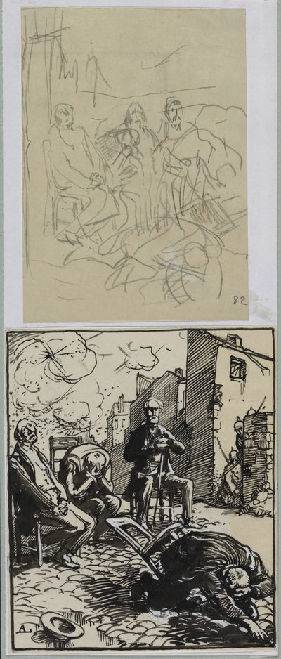 Kolme istuvaa panttivankia, 1914. tekijältä Auguste Louis Lepère