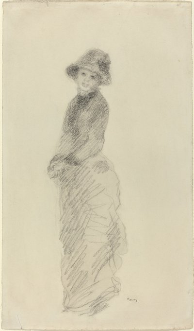 Nuori nainen seisomassa tekijältä Auguste Renoir