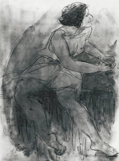 Isadora Duncan (1878-1927) (lyijykynä ja pesu paperille) tekijältä Auguste Rodin