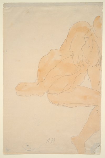 Alaston istuminen, polvi koholla tekijältä Auguste Rodin
