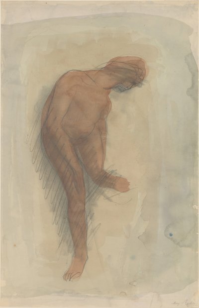 Alaston naishahmo pitelee vasenta jalkaa, 1900-1912. tekijältä Auguste Rodin