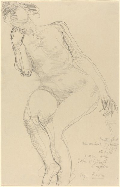 Istuva nainen, joka nojaa vasemmalle tekijältä Auguste Rodin
