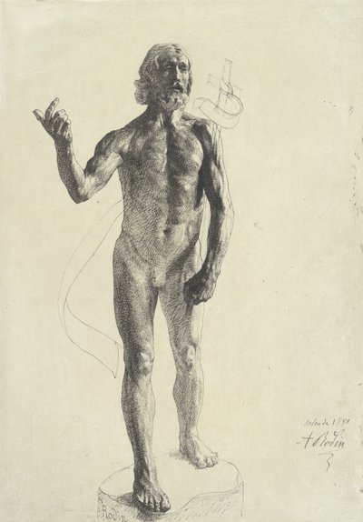 Pyhä Johannes Kastaja, 1880 (musta muste grafiitilla paperilla) tekijältä Auguste Rodin