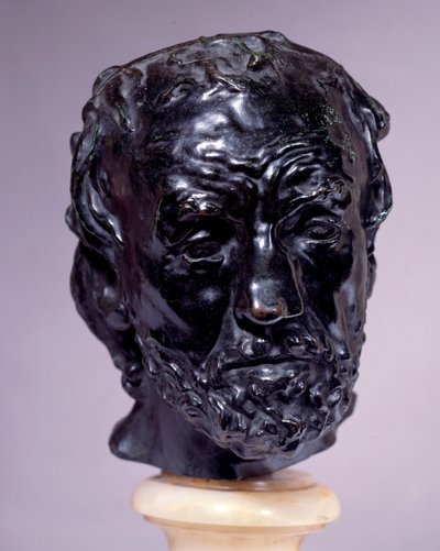 miehen pää, jolla on nenä murtunut Auguste Rodinin (1840-1917) veistos 1800-luvun Pariisi, Musee Rodin tekijältä Auguste Rodin