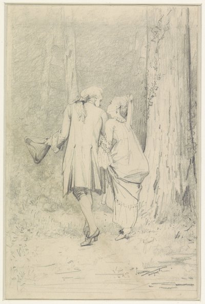 Retkeilypari metsässä tekijältä Auguste Serrure