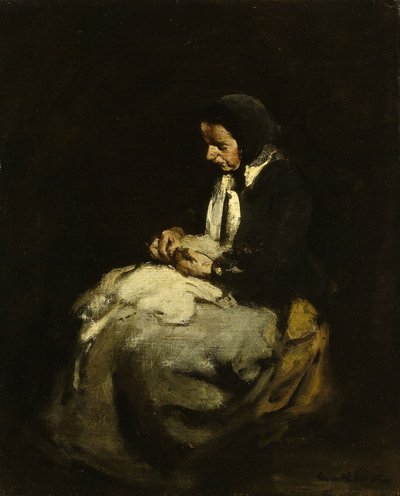 Nainen ompelee tekijältä Auguste Theodule Ribot