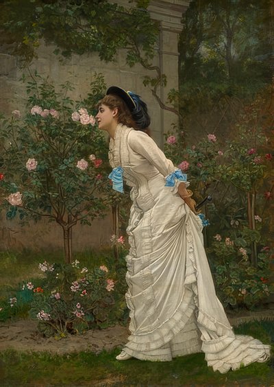 Lady tuoksuu ruusuja. 1879 tekijältä Auguste Toulmouche