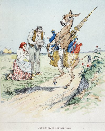 Aasin jäännökset "" Fables de La Fontainen, ill. kirjoittanut Auguste Vimar (1851-1916), Tours, A, Mame & Fils tekijältä Auguste Vimar