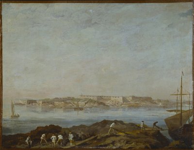 Vue de Sveaborg (ou Suomenlinna, Viapori) (Finlande) - View of Sveaborg, by Ehrensvard, Augustin (1710-1772). Oil on canvas. Dimension : 54x69,5 cm. Nationalmuseum Stockholm tekijältä Augustin Ehrensvard