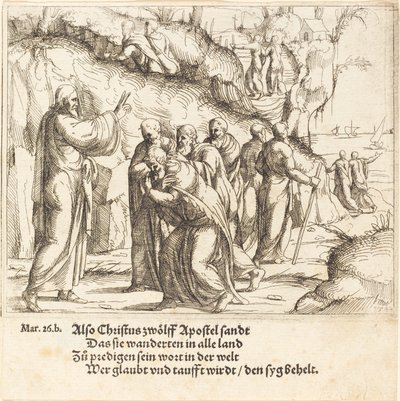 Kristus kehottaa apostoleja heidän tehtävässään, 1548. tekijältä Augustin Hirschvogel