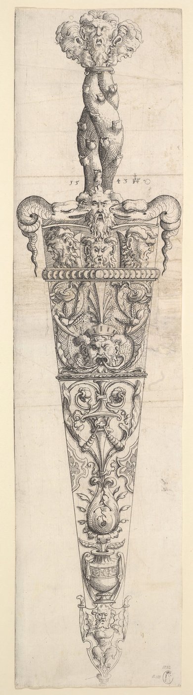 Suunnittelu tikariin ja tuppeen, 1543. tekijältä Augustin Hirschvogel