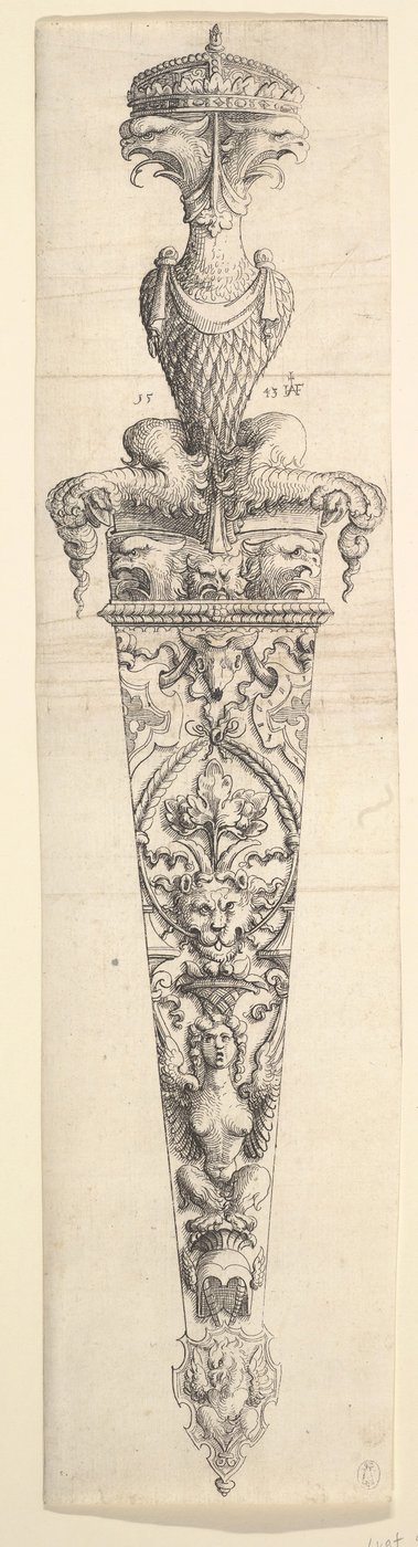 Suunnittelu tikariin ja tuppeen, 1543. tekijältä Augustin Hirschvogel