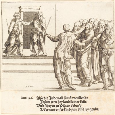 Ecce Homo, ja juutalaiset kieltävät Kristuksen, 1548. tekijältä Augustin Hirschvogel