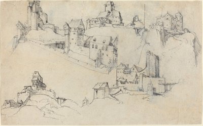 Kukkulan laella linnat, n. 1546. tekijältä Augustin Hirschvogel