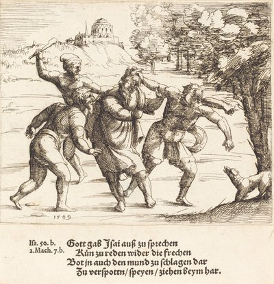 Jesaja hyväksyy pilkkaa uskonsa tähden, 1549. tekijältä Augustin Hirschvogel