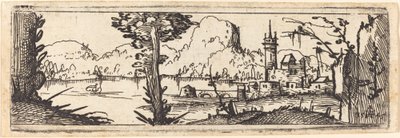 Maisema järven ja kaupungin kanssa, 1545. tekijältä Augustin Hirschvogel