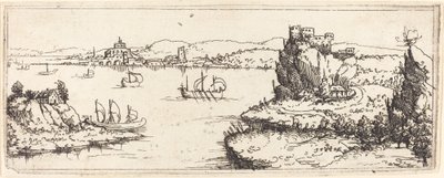 Maisema purjeveneillä, 1546. tekijältä Augustin Hirschvogel