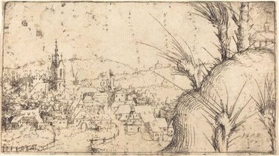 Maisema, jossa kaupunki vasemmalla, 1549. tekijältä Augustin Hirschvogel