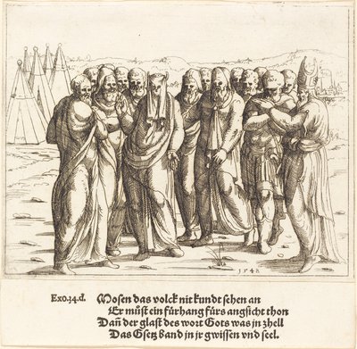 Mooses puhuu Israelin lapsille, 1548. tekijältä Augustin Hirschvogel