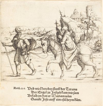 Pyhä perhe palaa Egyptistä, 1549. tekijältä Augustin Hirschvogel