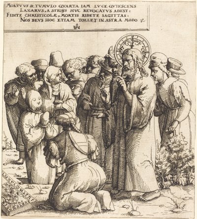 Lasaruksen herättäminen, 1545. tekijältä Augustin Hirschvogel