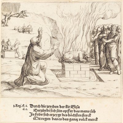 Elian ja Baalin pappien kilpailevat uhrit, 1548. tekijältä Augustin Hirschvogel