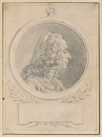 Voltairen muotokuva, Jean-Baptiste Lemoynen II rintakuvan mukaan. tekijältä Augustin de Saint-Aubin