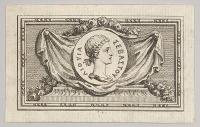 Mitali Liviuksen muotokuvalla 5. kirjassa, Tibère ou les six ensiesittelystä ..., julkaistu vuonna 1768. tekijältä Augustin de Saint Aubin