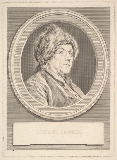 Muotokuva Benjamin Franklinista, 1777. tekijältä Augustin de Saint Aubin